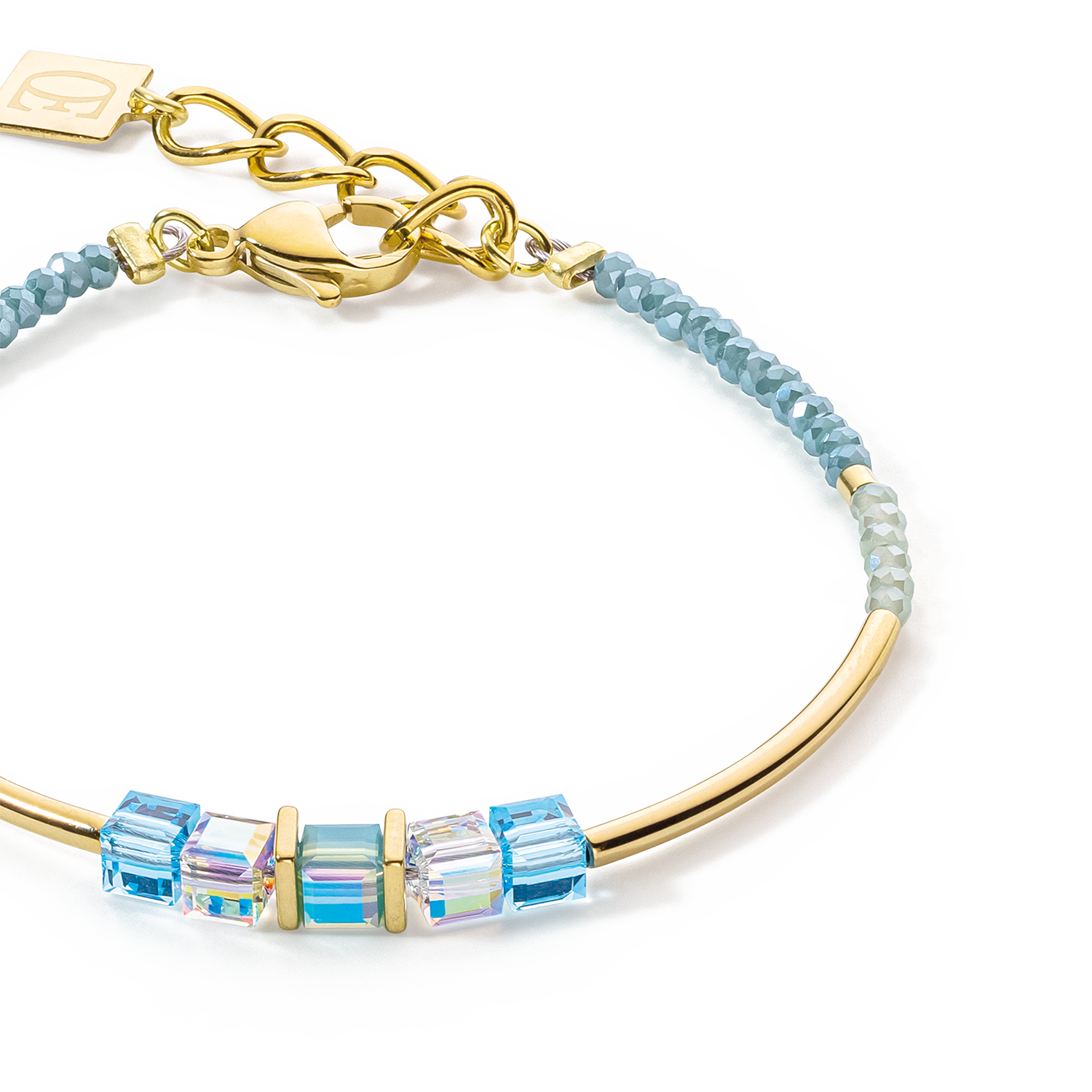 Cube Story Minimalistic bracelet gold-turquoise