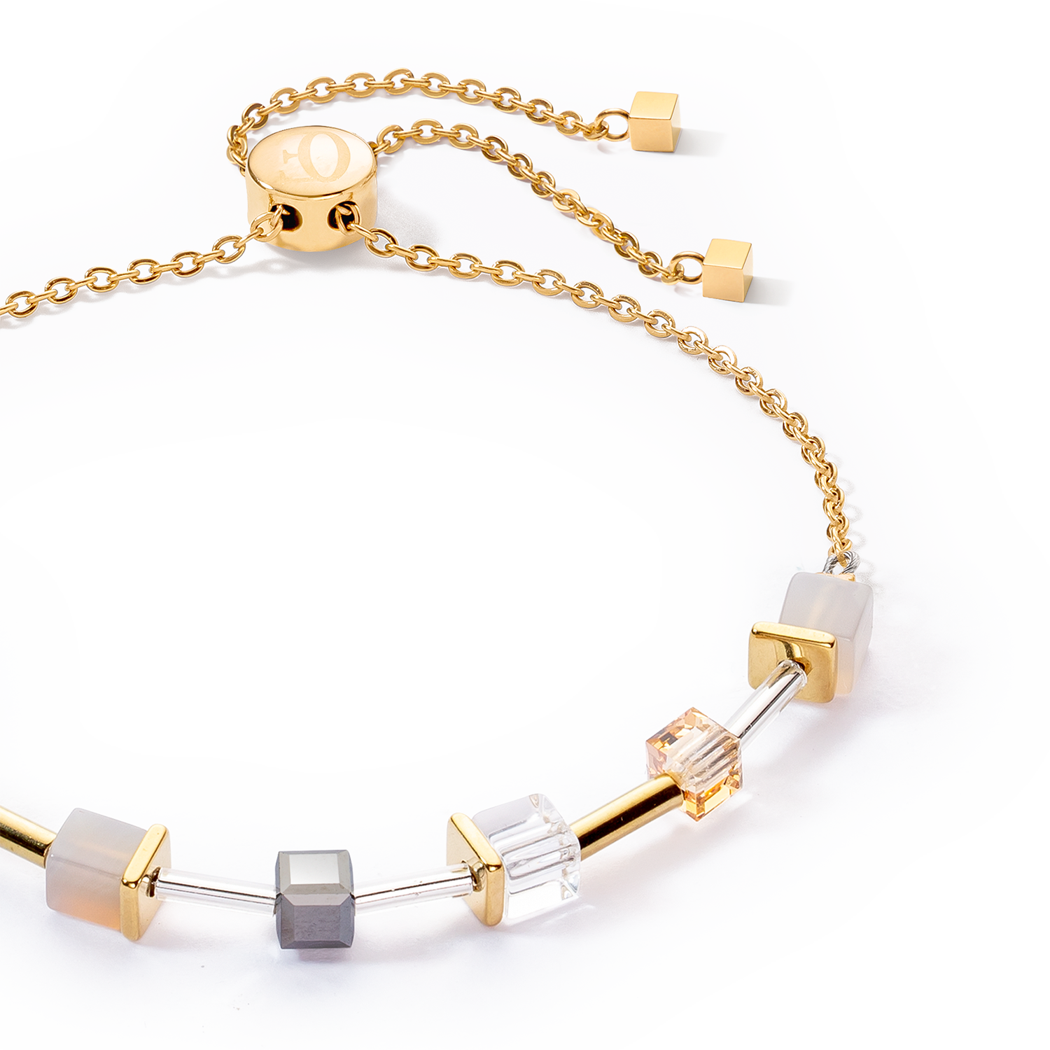 GeoCUBE® Precious Slider Closure bracelet gold grey