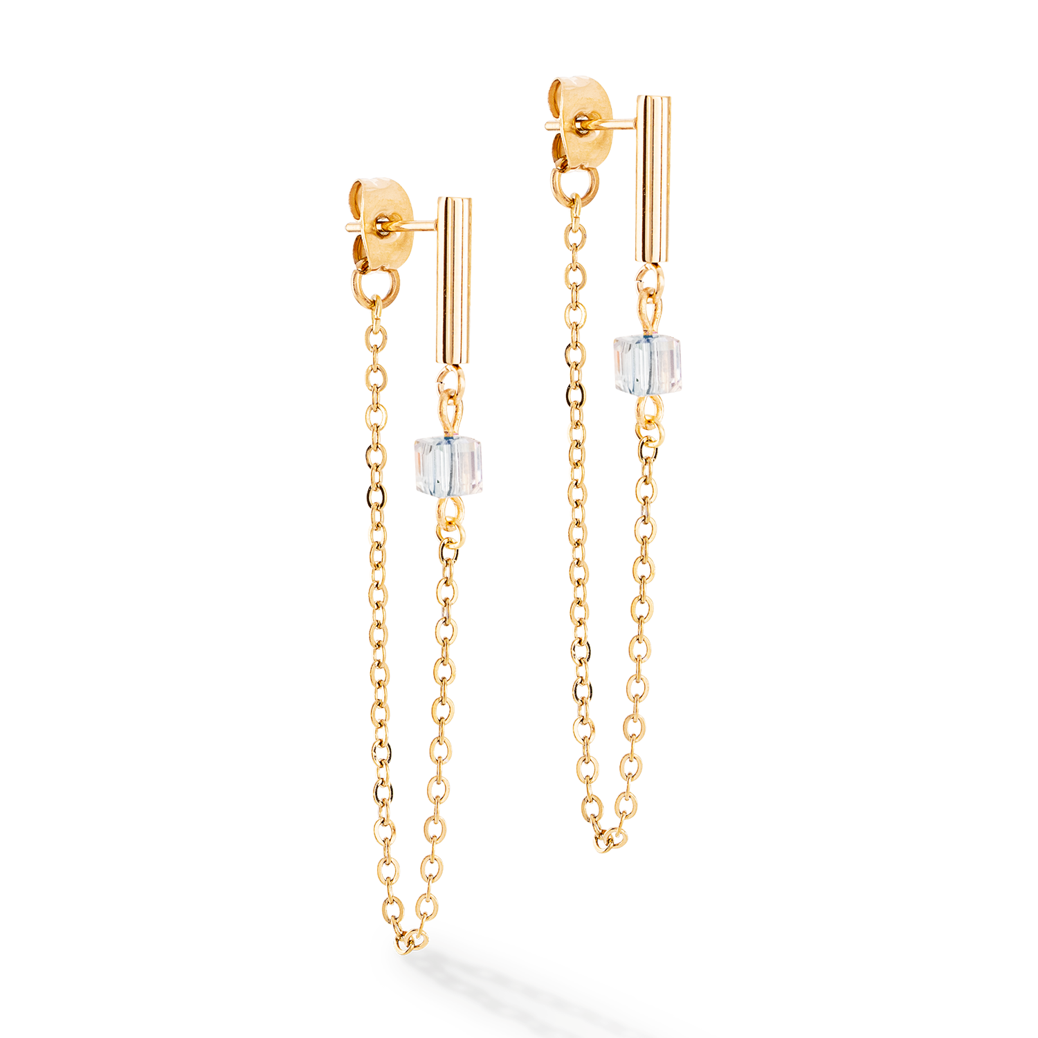 Earrings Mini Cubes & Chain gold-black