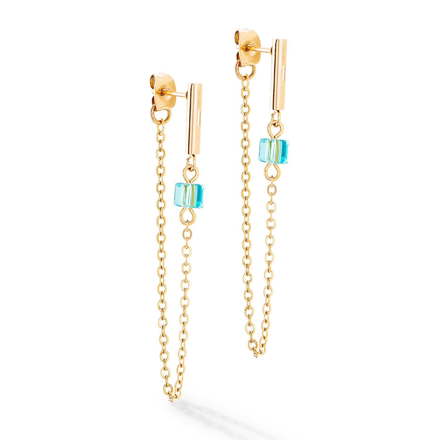 Earrings Mini Cubes & Chain gold-multicolour