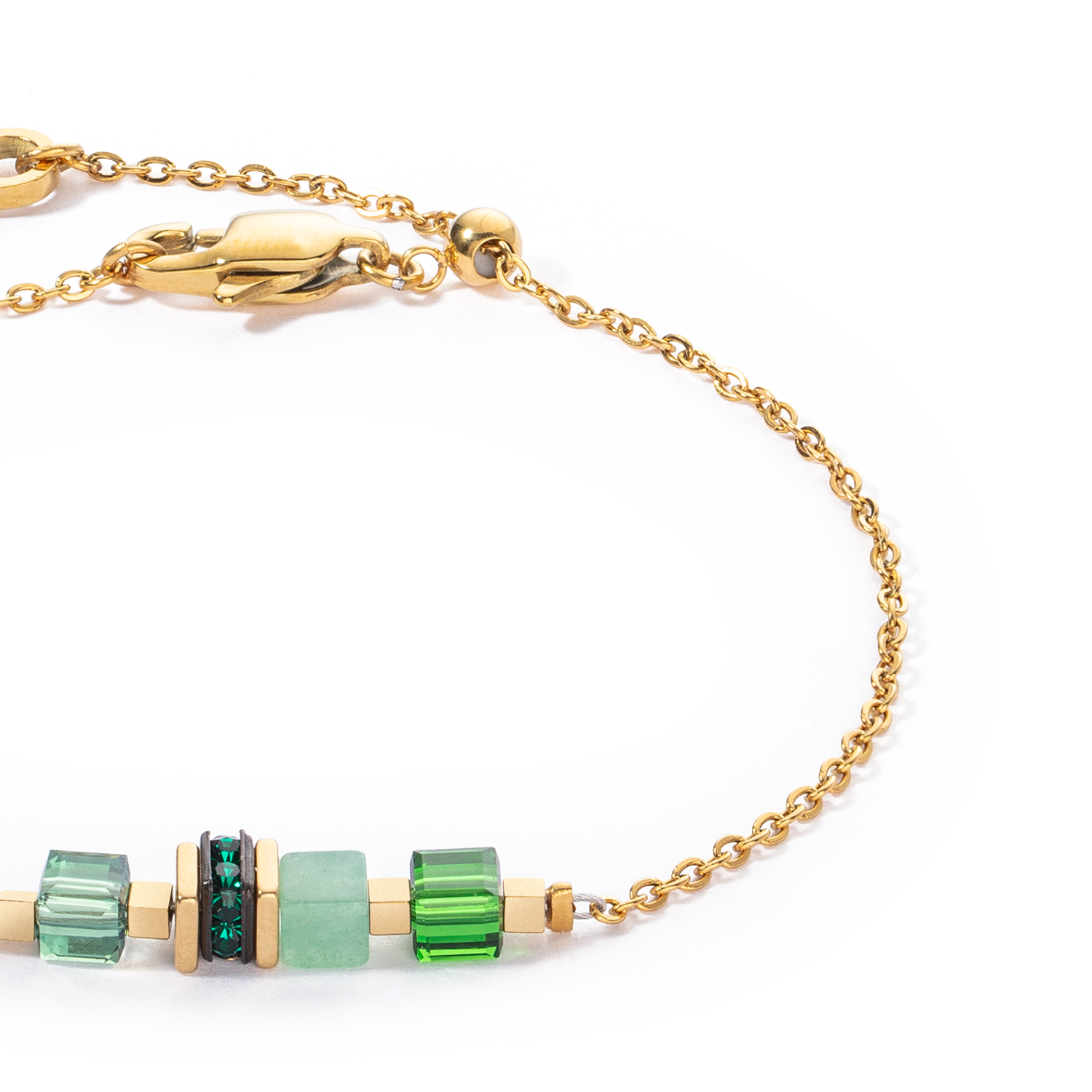 Bracelet Mini Cubes & Chain gold-green