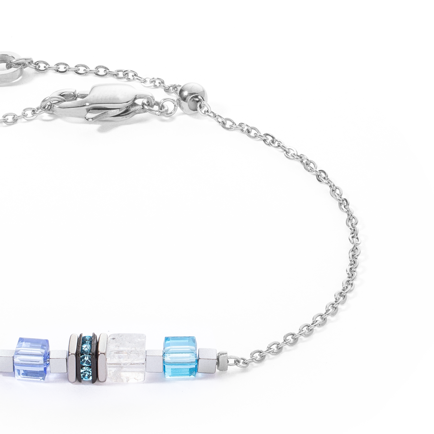 Bracelet Mini Cubes & Chain silver-blue