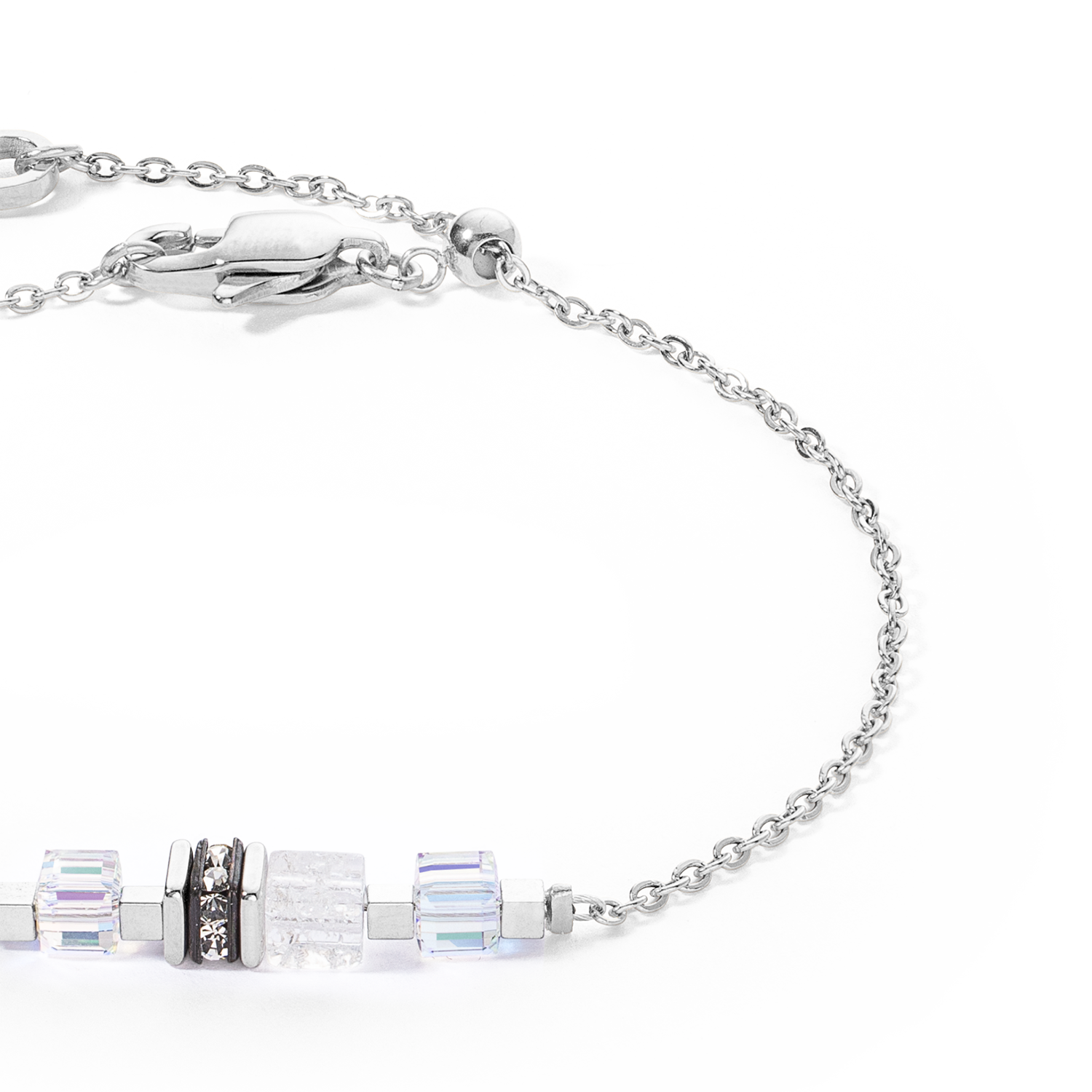 Bracelet Mini Cubes & Chain silver-white