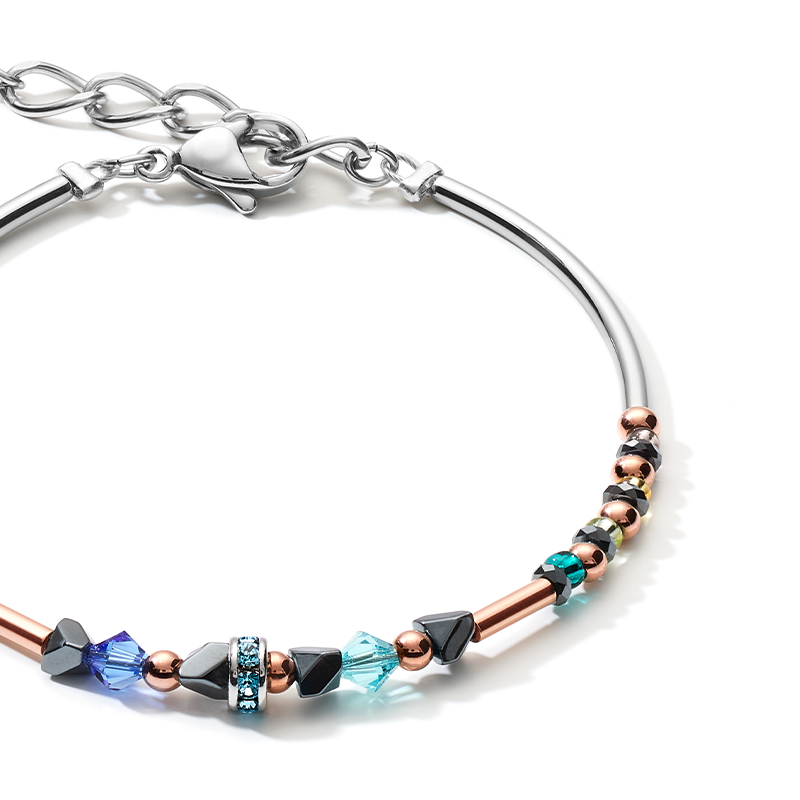 Bracelet Fine & Edgy Hematite & Crystals & Stainless Steel multicolor