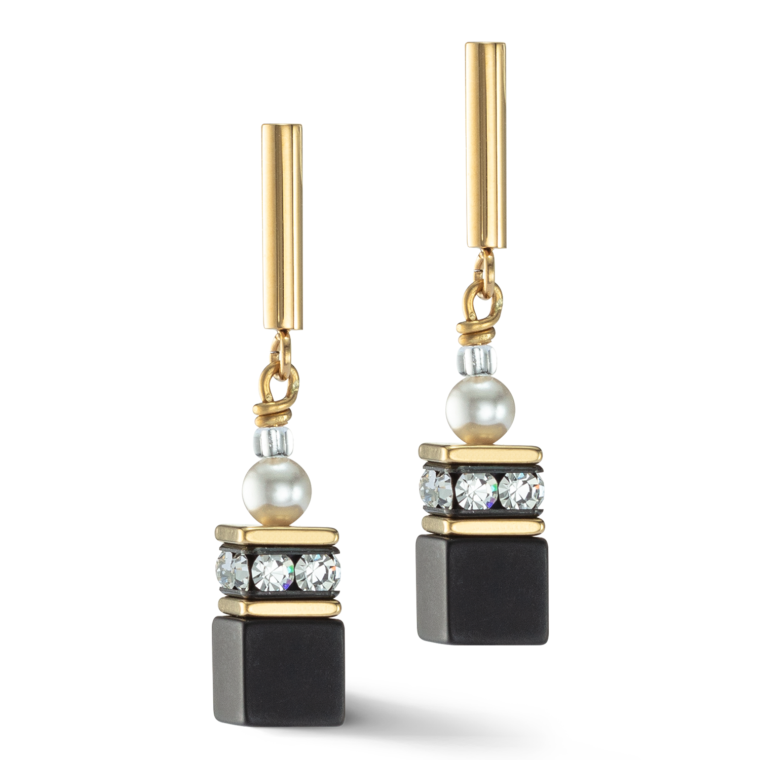 GeoCUBE® Precious Fusion Pearls earrings black-gold