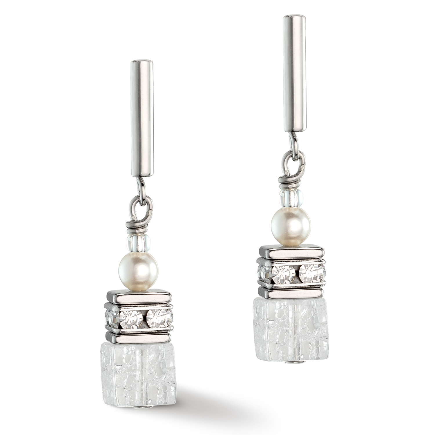 GeoCUBE® Precious Fusion Pearls earrings white