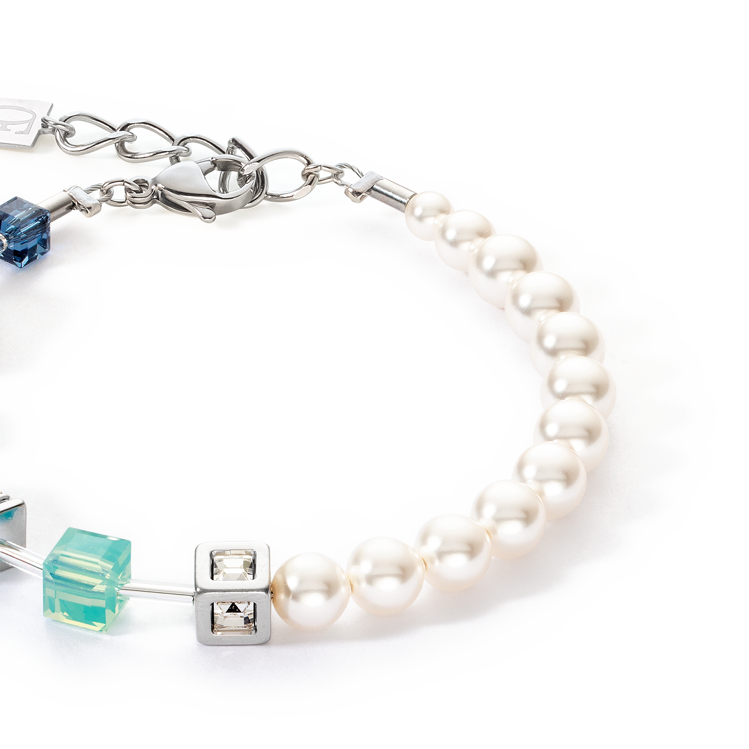 GeoCUBE® Precious Fusion Pearls bracelet aqua blue