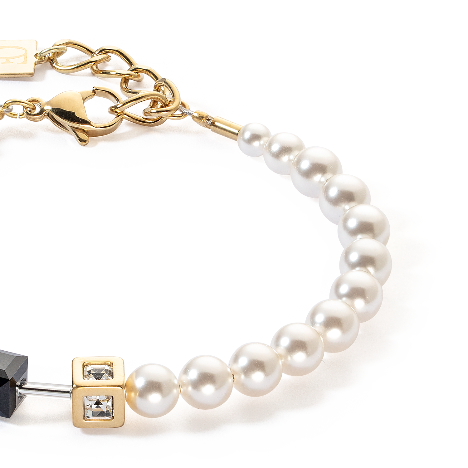 GeoCUBE® Precious Fusion Pearls bracelet black-gold