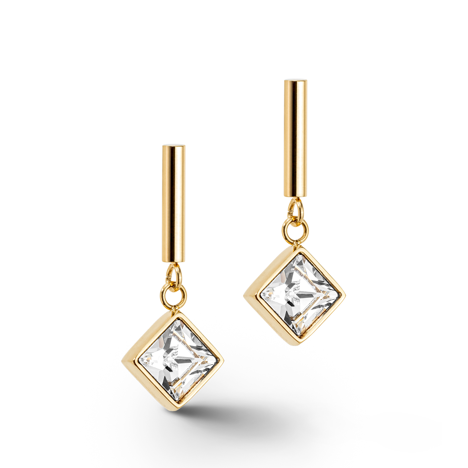 Brilliant Square earrings gold-crystal