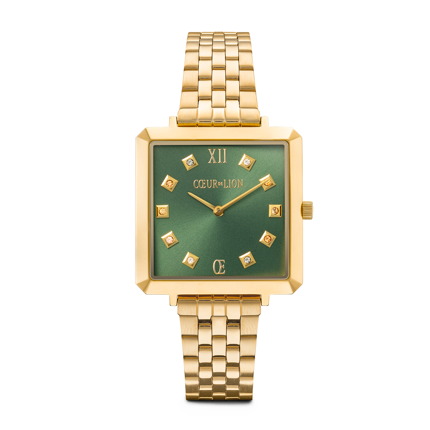 Watch Iconic Square Glamorous Green Stainless Steel Gold