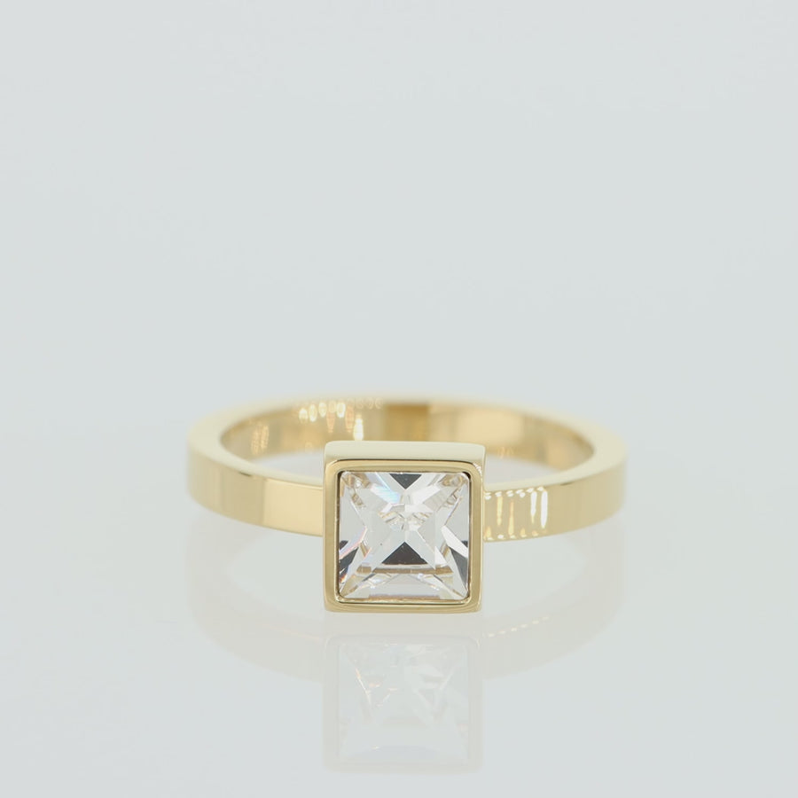 Brilliant Square big ring gold crystal